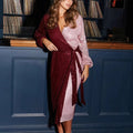 Dress for women – Slim fit wrap design – Midi length – Sequins – Long sleeves