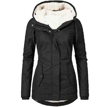 Weather-Resistant Hooded Plush Lined Parka Coat