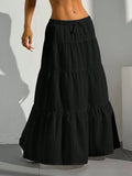Women's Long Skirt – A-line Fit – Lightweight Cotton Blend – Gathered With Ruffles
