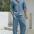 Men's set with shirt and pants – relaxed fit – light cotton – short sleeve
