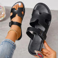 Women's Sandals – Open Toe – Flat Sole – Adjustable Buckle – Comfort Fit