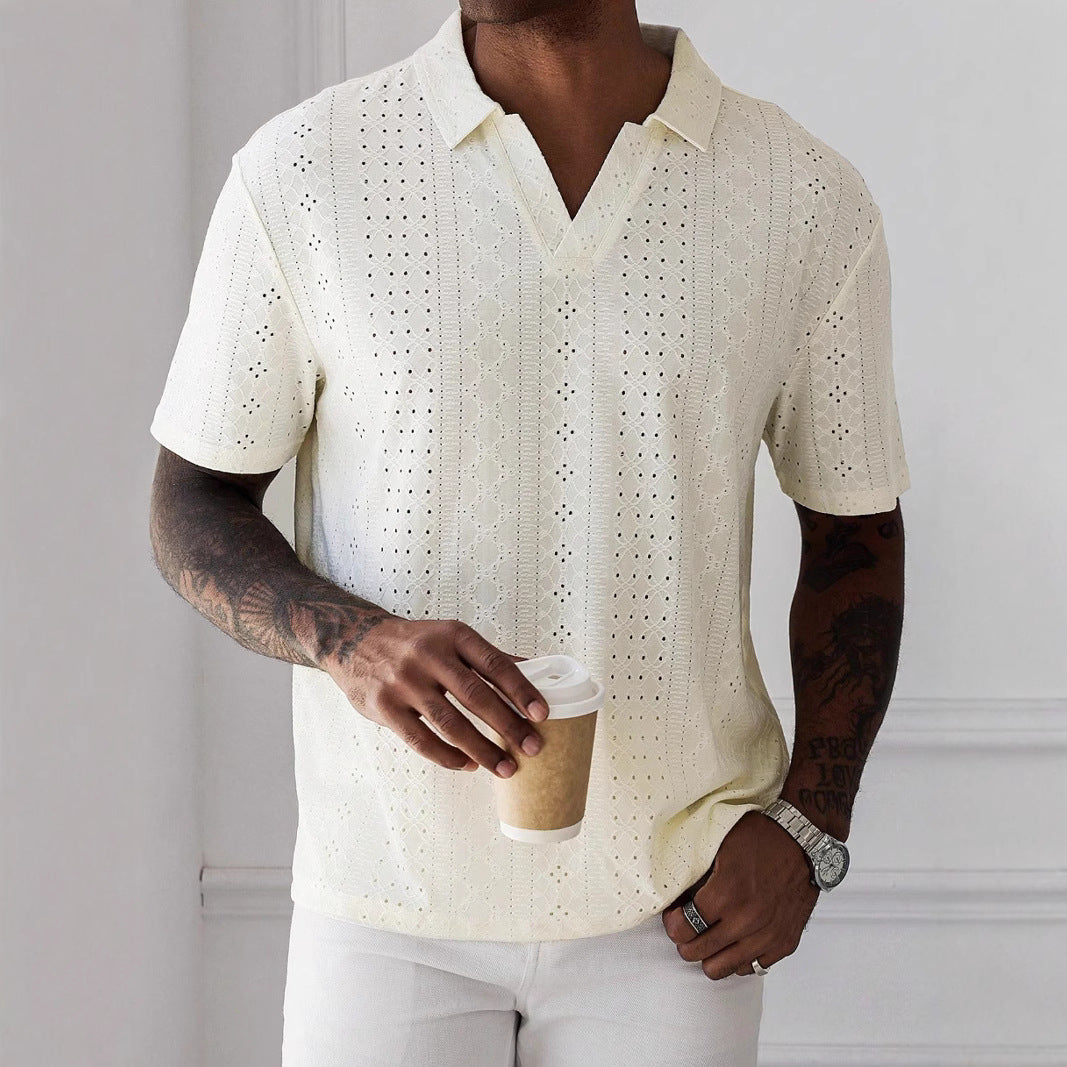 Knit Jacquard Lace Relaxed Fit T-shirt