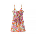 Women's Mini Dress – A-Line Fit – Spaghetti Straps – Lace Trim – Floral Pattern