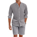 Men's Set with Shirt and Shorts – Relaxed Fit – Light Linen Blend – Button Closure