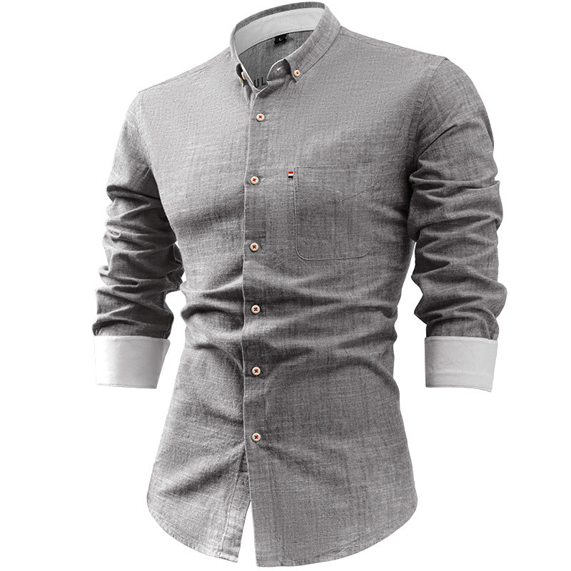 Men's Shirt – Slim Fit – Cotton/Linen – Long Sleeves – Versatile and Breathable