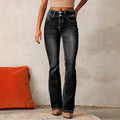 Women's Jeans – Flared Fit – High Waist – Stretch Denim – Full Length – Retro Style