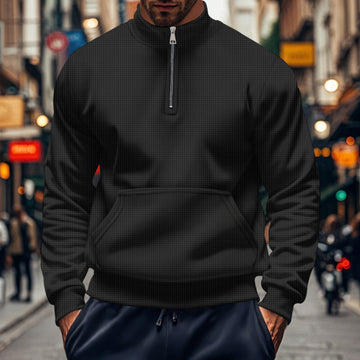 Relaxed Fit Half Zip Cotton Knit Sweatshirt