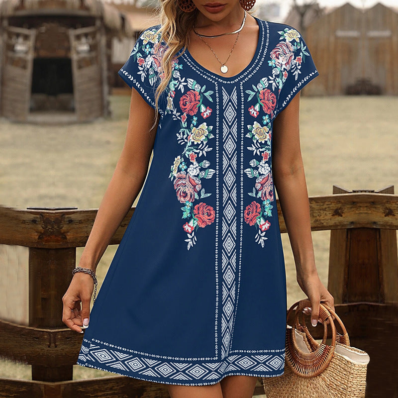 Floral Embroidered Soft Cotton Tunic Dress