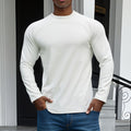 Men's Long-Sleeve T-Shirt – Slim Fit – Soft Stretch Cotton – Raglan Sleeves – Crew Neck