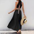 Dress for Women – Halterneck – Midi Length – Waist Cutout – Knot Detail