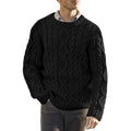 Men's Sweater – Chunky Cable Knit – Oversized Fit – Round Neck Long Sleeve