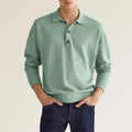Men's Polo Shirt – Classic Fit – Long-Sleeved – Soft Cotton Blend – Ribbed Cuffs