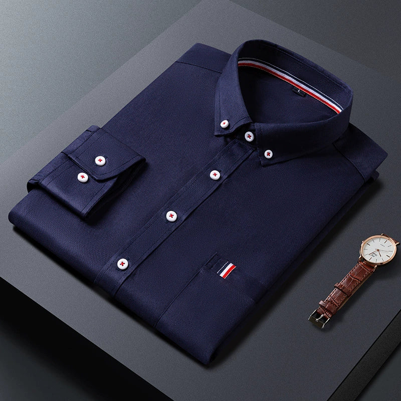 Slim Fit Cotton Blend Long Sleeve Shirt