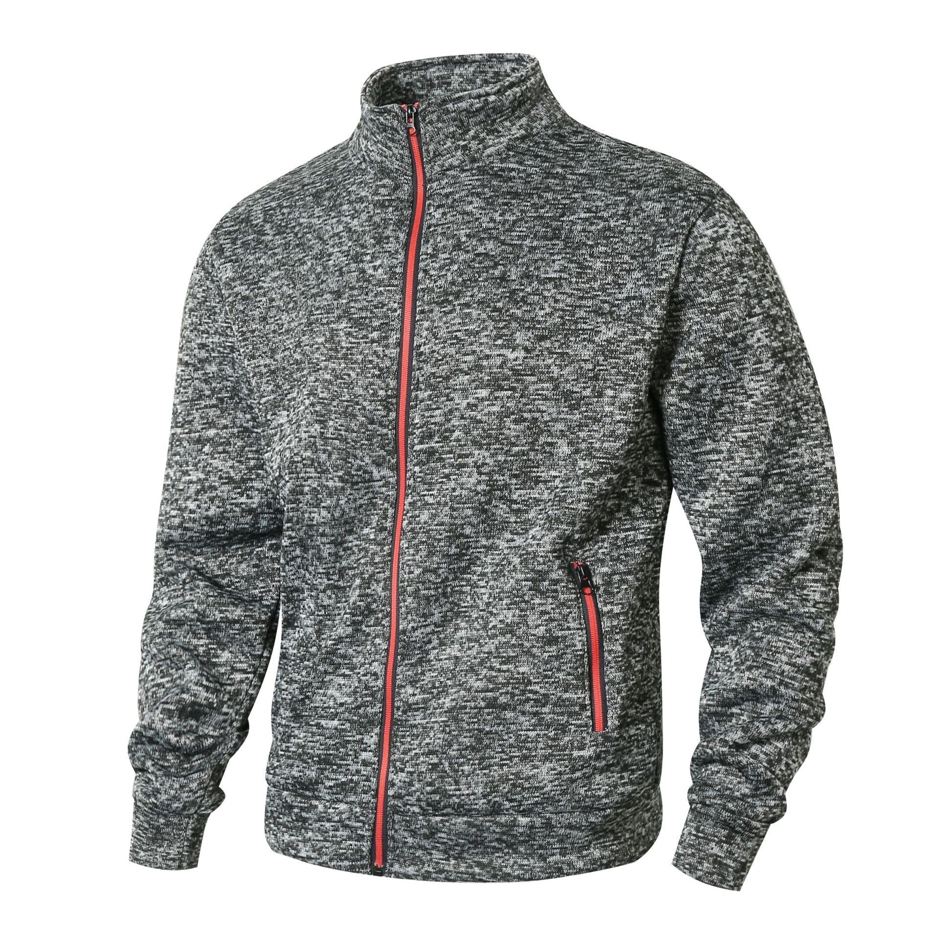 Men's Jacket with Zipper – Regular Fit – Fleece Lining – Stand Collar – Zipper Pockets