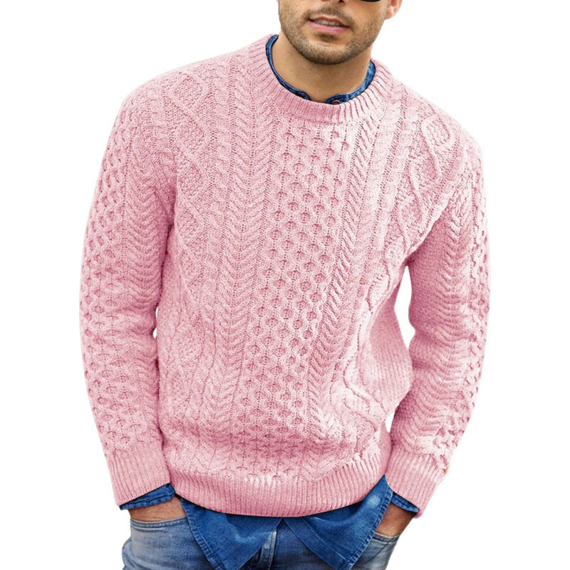 Men's Pullover Sweater – Slim Fit – Cable Knit – Soft Knit – Ribbed Edge – Casual Look