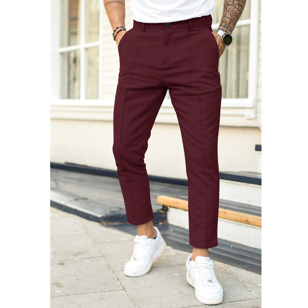 Men's Trousers – Slim Fit – Ankle Length – Double Pleat – Belt Loops