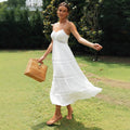 Women's Summer Dress – Light and Breathable – Spaghetti Straps – Lace Trim – Layered Skirt