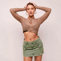 Women's Mini Skirt – Slim Fit Denim – Front Pockets – Button and Zipper Closure