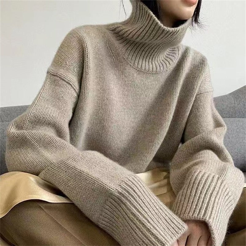 Knit Oversized Turtleneck Pullover Sweater