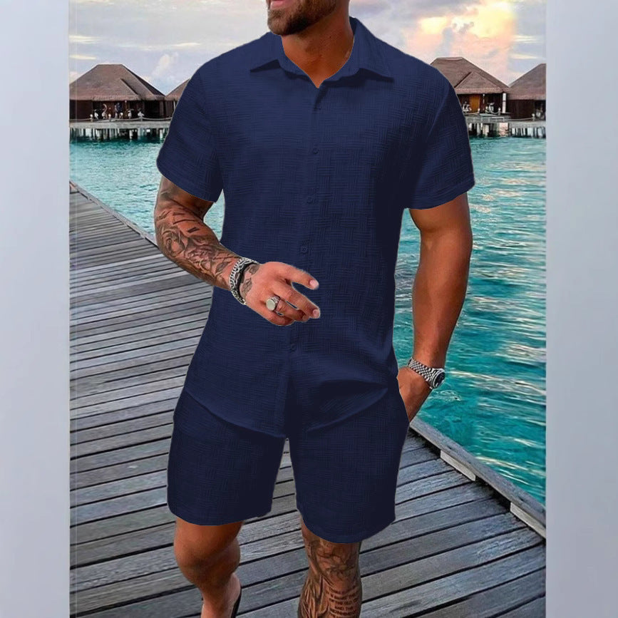 Men's Two-piece Set – Cotton Blend – Relaxed Fit – Jacquard Pattern