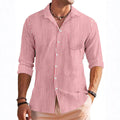 Men's Shirt with Long Sleeves – Regular Fit – Breathable Material – Striped Pattern – Chest Pocket