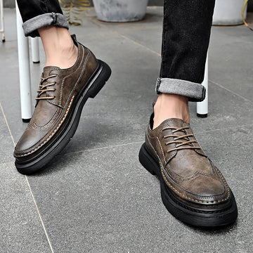 Leather Chunky Platform Derby Shoes