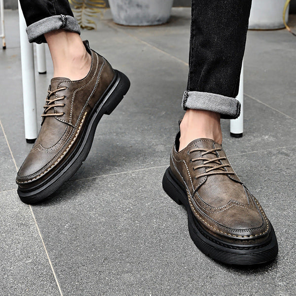 Men’s Lace-Up Shoes - Leather - Derby Style - Chunky Platform Sole