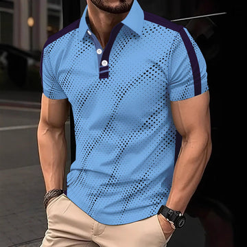Breathable Cotton Blend Sporty Stripes Polo Shirt