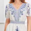 Women's Mini Dress – Light Cotton – Relaxed Fit – V-Neck – Short Sleeves – Print