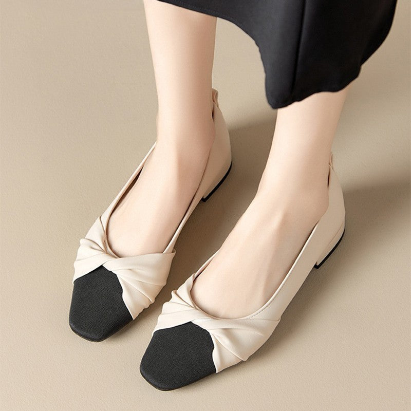 Women's shoes with low heel – Soft leather – Pointed toe – Elegant fit – Twist detail