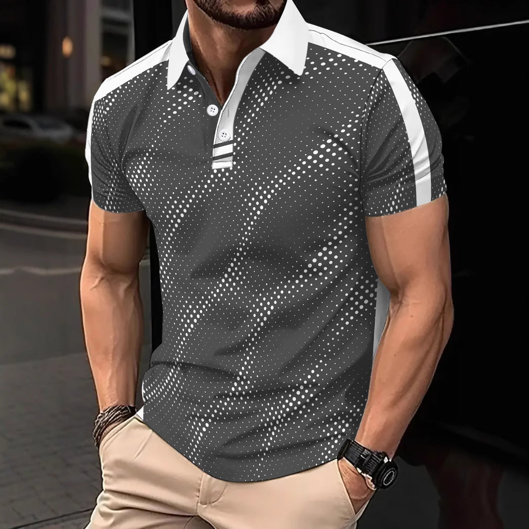 Breathable Cotton Blend Sporty Stripes Polo Shirt