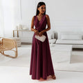 Women's Maxi Dress - Sleeveless V-neck - Wrap Design with Belt - Elegant and Flowy