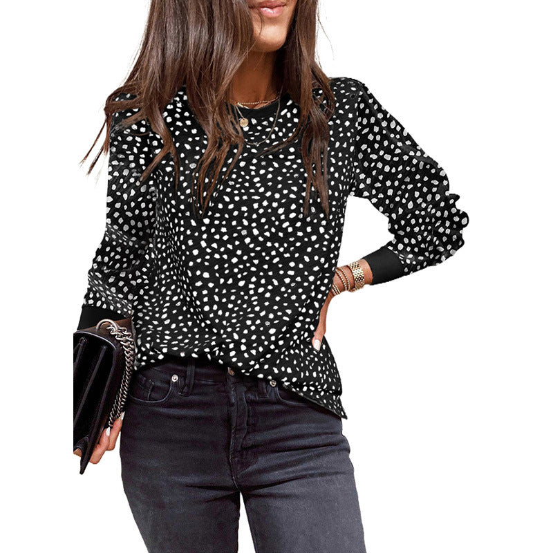 Printed Ribbed Accent Loose Fit Top