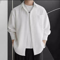 Men's Shirt – Waffle Knit – Oversized Fit – Long Sleeve – Button Closure – Casual