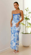 Women's Maxi Dress – Bodycon Fit – Spaghetti Straps – Floral Print – Sleeveless