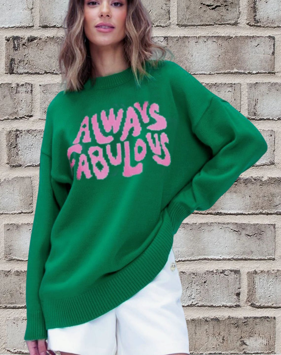 Textured Wool Blend Relaxed Fit Pullover Sweater