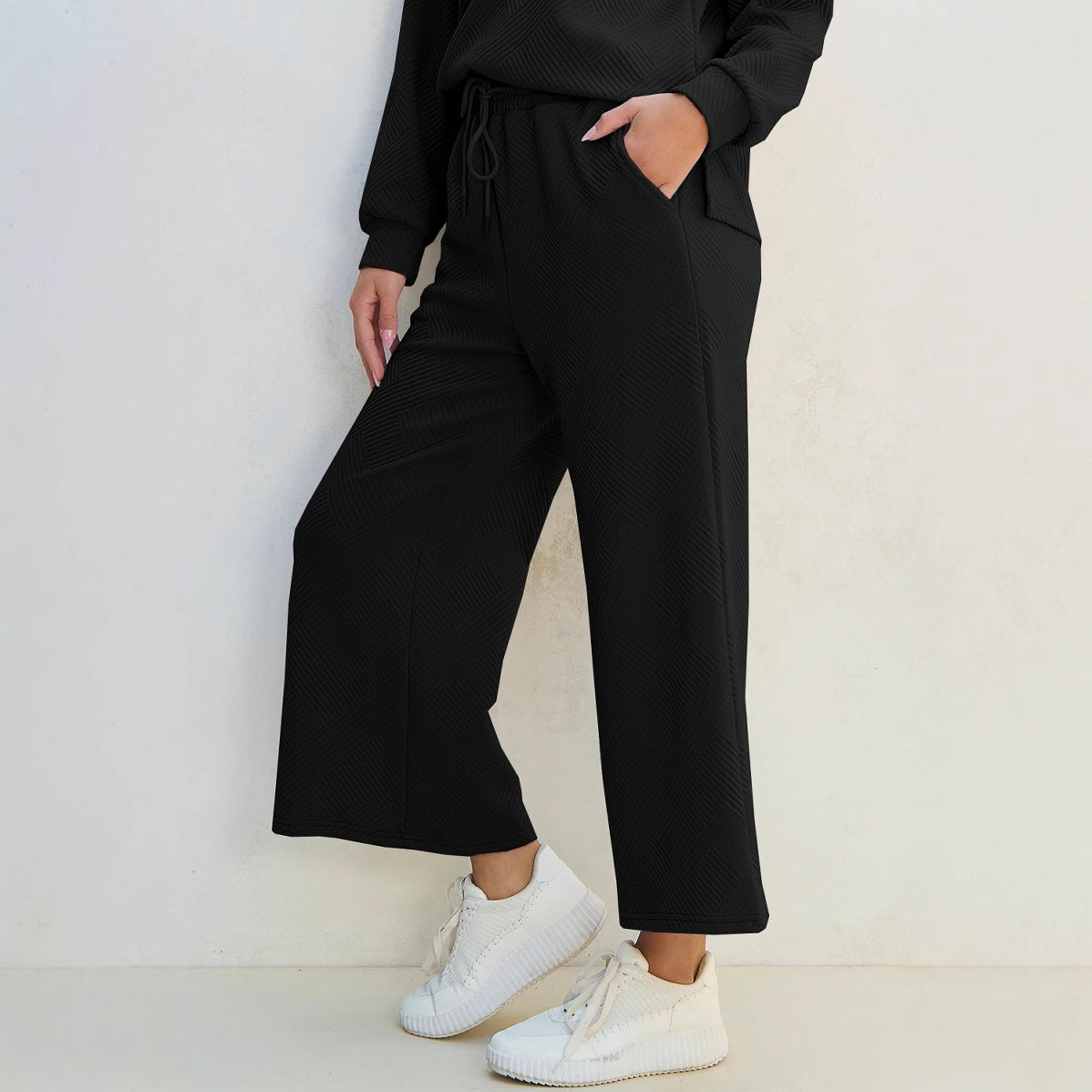 Women's Loungewear Set – Soft Knit – Relaxed Fit – Drawstring Closure – Full Length