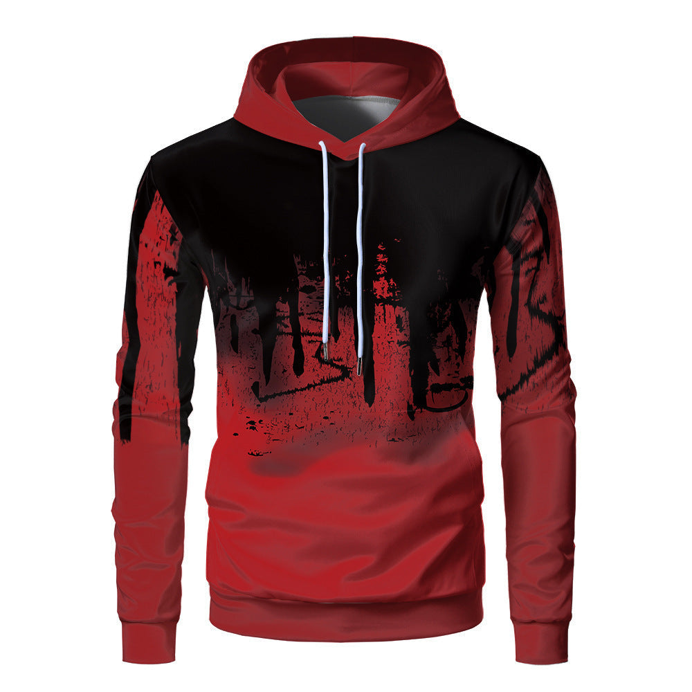 3D Digital Print Loose Fit Hooded Sweatshirt
