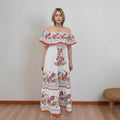 Women's Maxi Dress – Off-Shoulder – Floral Pattern – Ruched Bodice – Tiered Skirt