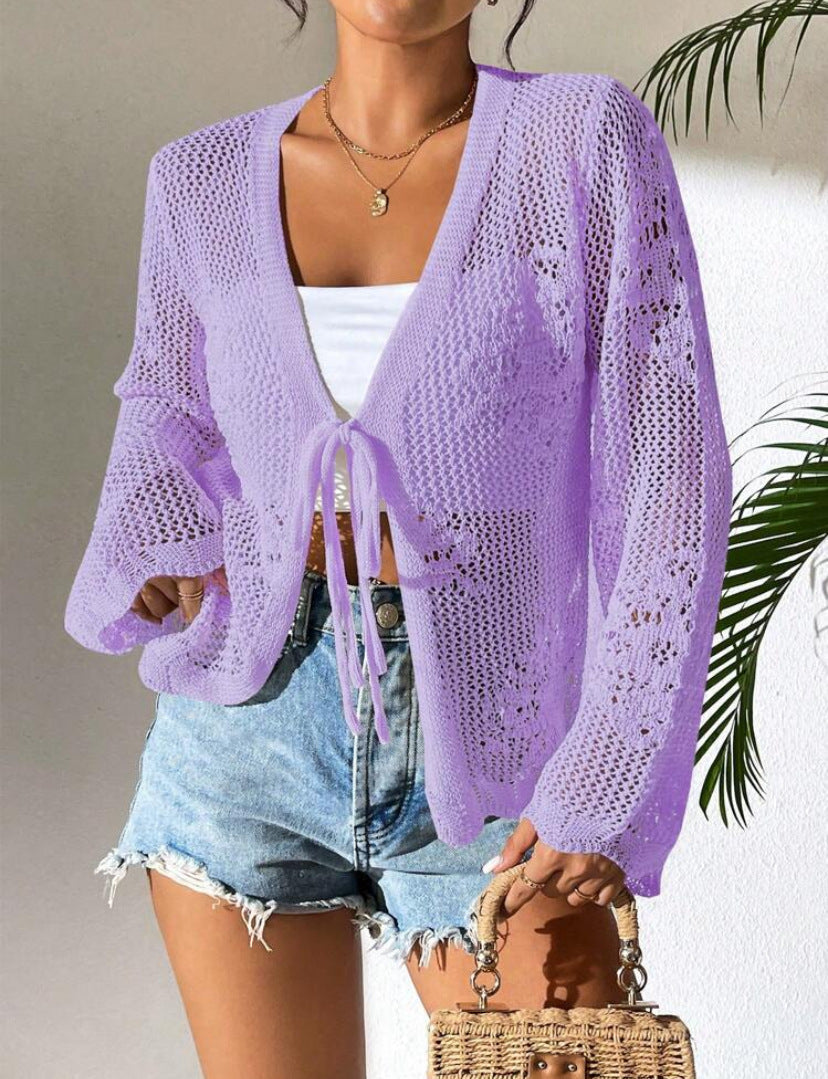 Women's Cardigan – Lightweight Knit – Loose Fit – Open Front – Long Sleeves
