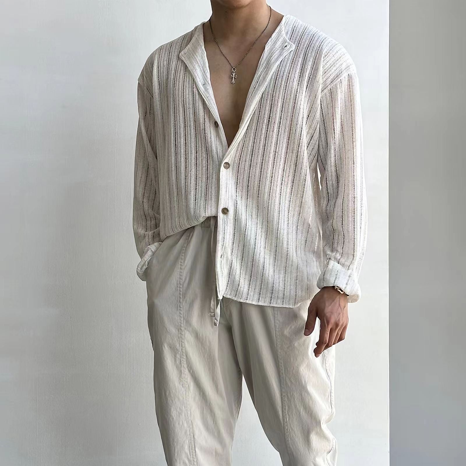 Men's Cardigan – Knitted – Relaxed Fit – V-Neck – Button Closure – Long Sleeves