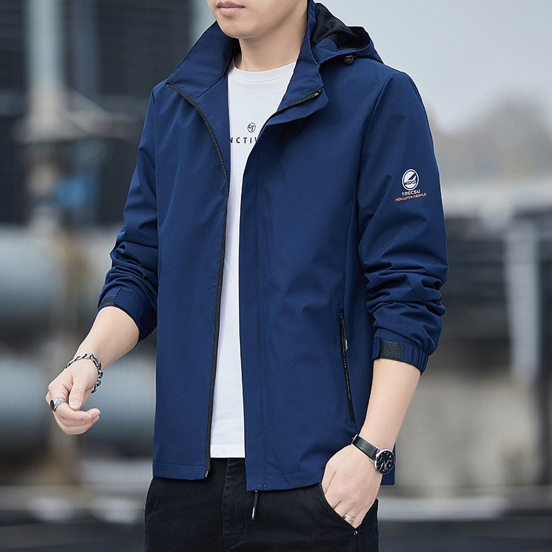 Men's Windbreaker – Tailored Fit – Detachable Hood – Adjustable Cuffs