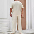 Men's Suit – Relaxed Fit – V-neck Short-sleeved Top – Lightweight Long Pants