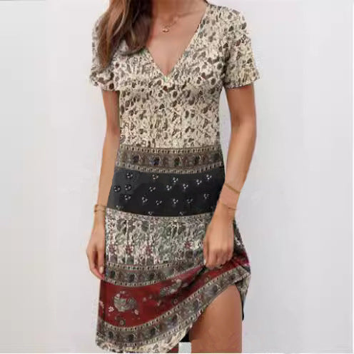 Boho Patchwork Cotton Relaxed Dress