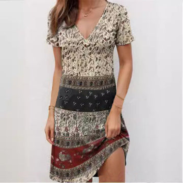 Boho Patchwork Cotton Relaxed Dress