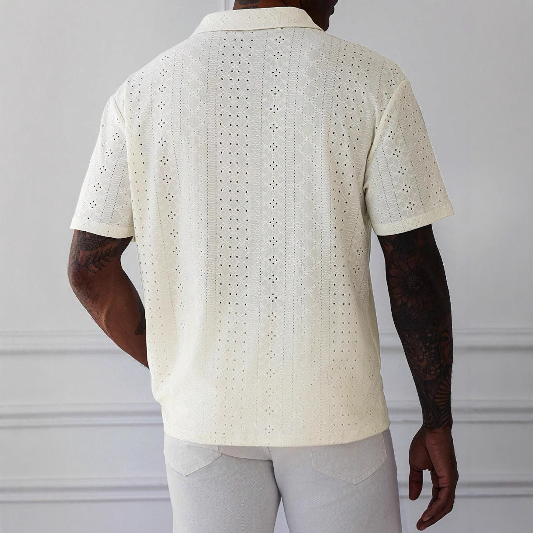 Knit Jacquard Lace Relaxed Fit T-shirt