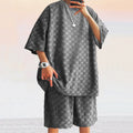 Men's Set – Jacquard Knit – Loose-Fitting Shirt and Relaxed Shorts