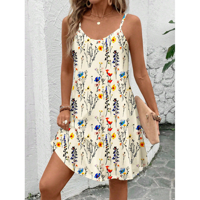 Cotton Floral Adjustable A-Line Mini Dress