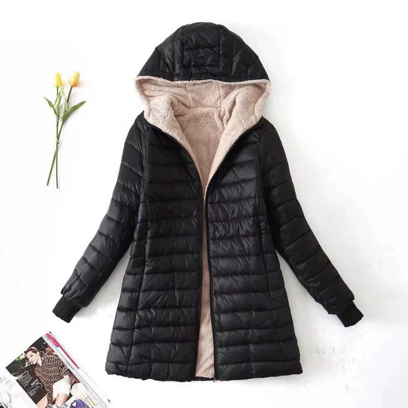 Hooded Quilted Plush Lining Puffer Coat