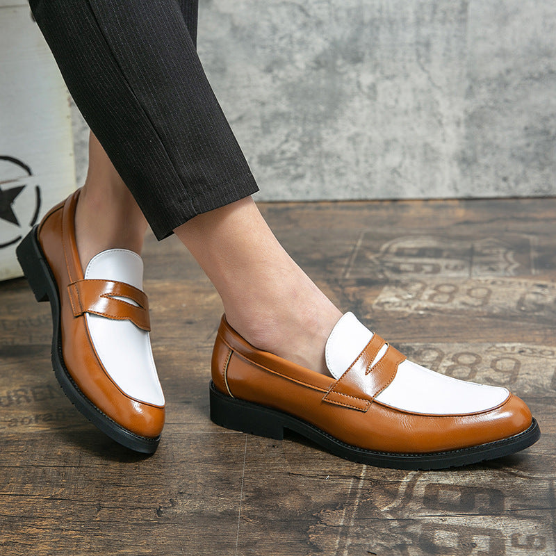 Men's Loafers – Polished Leather – Slip-On – Two-Tone – Comfortable Rubber Sole
